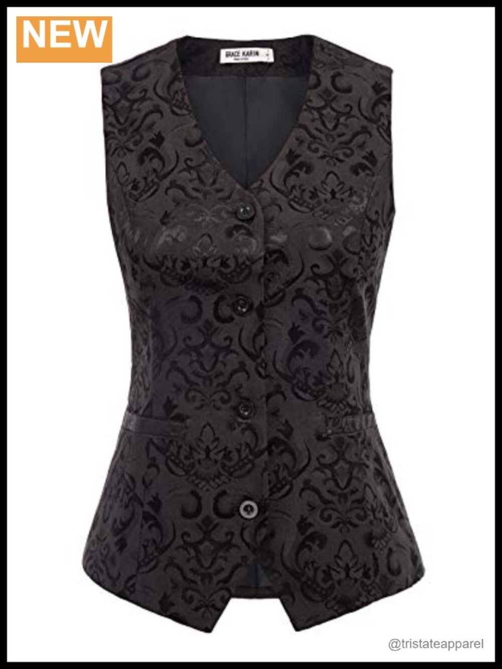 Sleeveless Button Up Vest Vintage Steampunk Jacquard Waistcoat